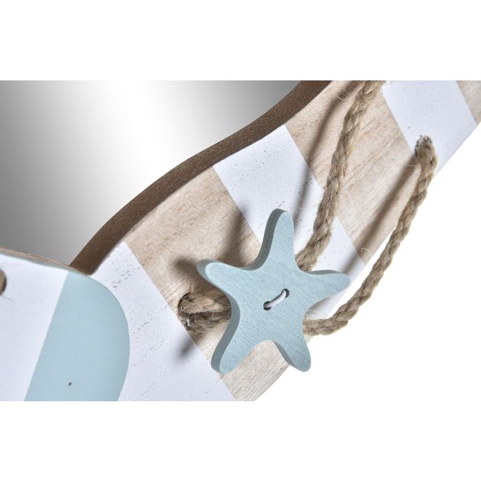 DKD Home Decor Espejo de Pared Mediterraneo en Madera Colores Azul Blanco Natural 34x35x3 cm con Detalle Chancletas 2
