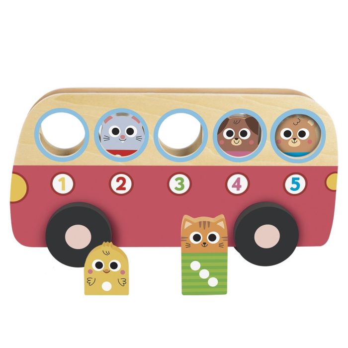 Goula 1 To 5 Bus 1110100757 - Juguete Educativo de Madera para Aprender a Contar del 1 al 5, Autobús con 5 Animales, +18 Meses, Multilingüe 4