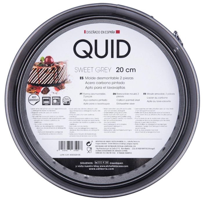 Molde Redondo Desmontable Acero Pintado Sweet Grey Quid 20 cm