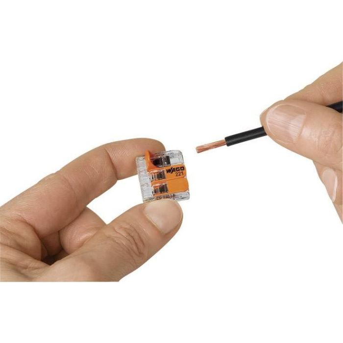 Wago Conector Rápido con Palanca 2 Vías, Máx 4 mm², 450V, 32A, Transparente 13.2 x 18.6 x 8.4 mm 2