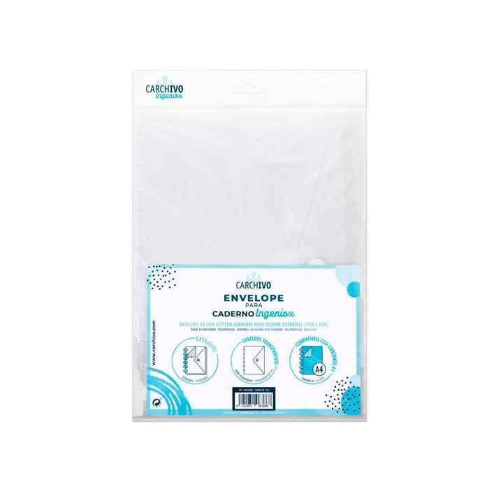 Carchivo Ingeniox Sobre Extraíble A4 C-Velcro Polipropileno Transparente