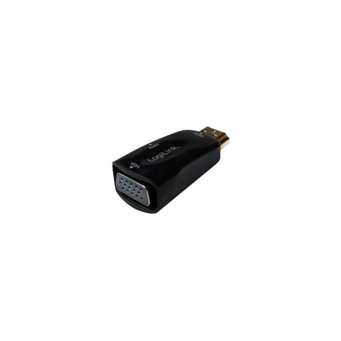 LogiLink Adaptador HDMI Macho a VGA Hembra + Audio 3.5 mm Hembra 1080p Negro 1