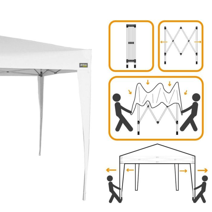 Cenador Aktive 300 x 250 x 300 cm Acero Blanco Plástico 3 Cenador Aktive 300 x 250 x 300 cm Acero Blanco Plástico 3