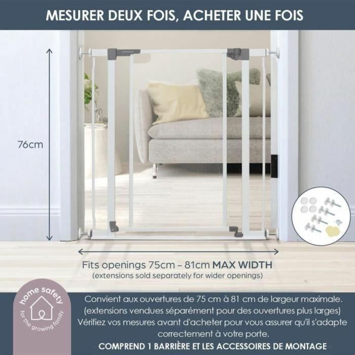 Dreambaby DRE9312742493271 Puerta de Seguridad con Panel Transparente, Función de Retención y Parte Inferior Anticaída, Blanca 3 Dreambaby DRE9312742493271 Puerta de Seguridad con Panel Transparente, Función de Retención y Parte Inferior Anticaída, Blanca 3