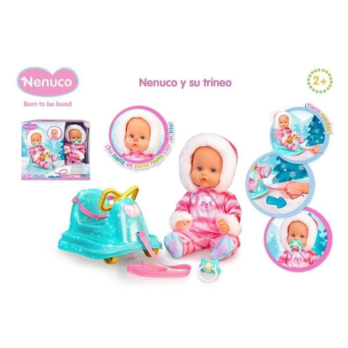 Muñeco nenuco y su trineo con ruedas ¡se le pone la nariz roja cuándo tiene frio! 35 cm 1 Muñeco nenuco y su trineo con ruedas ¡se le pone la nariz roja cuándo tiene frio! 35 cm 1