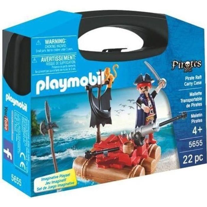 Playmobil PL5655 Maleta Pirata de Juguete para Niños, Set de Aventura con Cañón y Proyectiles, 22 Piezas, A partir de 4 años