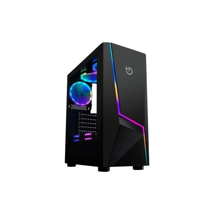 Hiditec V20 PRO ARGB Escritorio Negro con Iluminación Rainbow y Cristal Templado