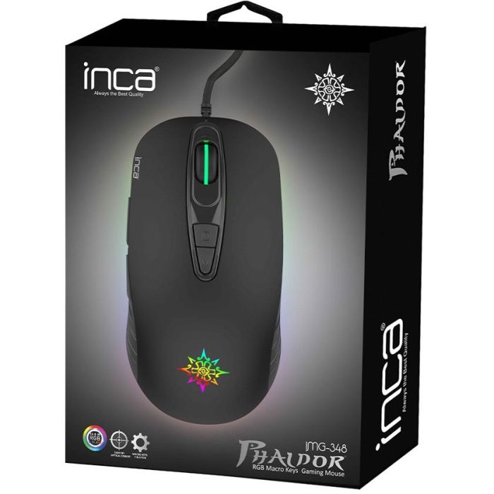INCA Gaming Maus IMG-348 3200 DPI. RGB. 7 Tasten. USB. SW retail 5 INCA Gaming Maus IMG-348 3200 DPI. RGB. 7 Tasten. USB. SW retail 5