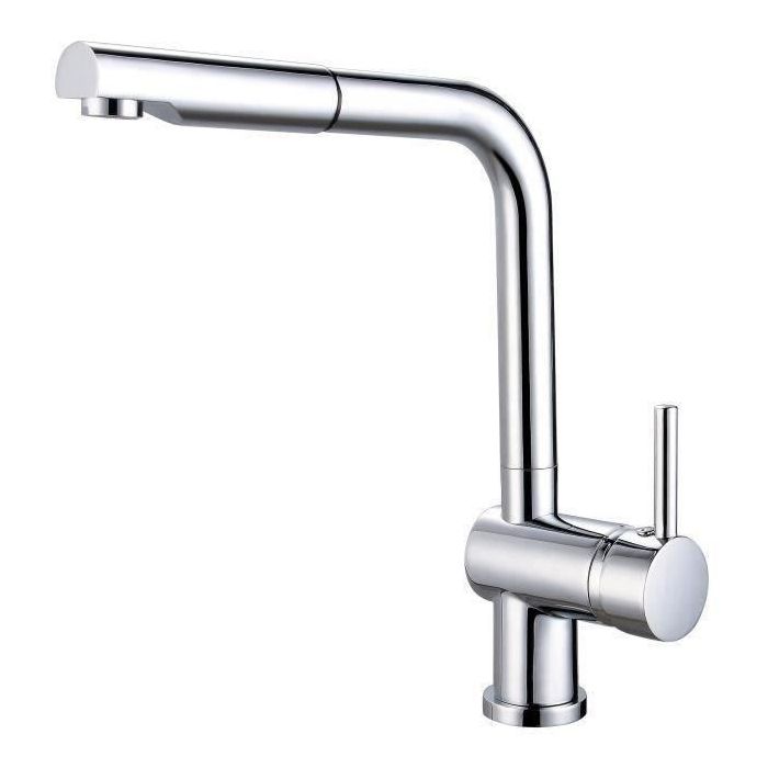 Rousseau Matsouko Grifo Mezclador de Cocina Moderno con Ducha Extraíble, Ahorro de Agua, Cuerpo de Latón, Gris Cromo