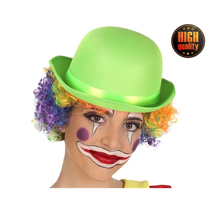 Bombín Payaso Verde Liso con Cinta Satinada - Ideal para Disfraces y Fiestas