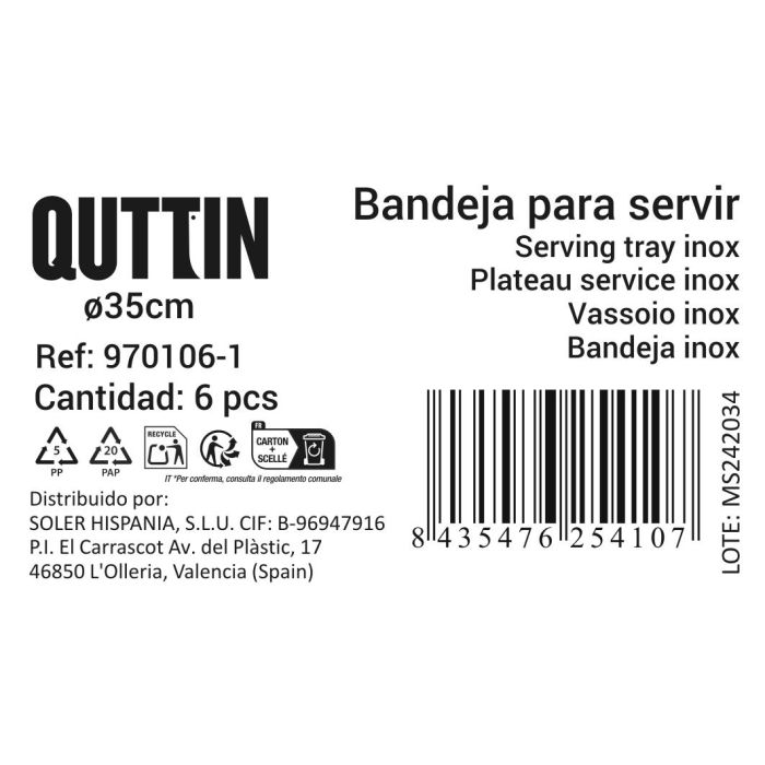 Quttin Bandeja Para Servir Ø35 cm (12 Unidades) 1