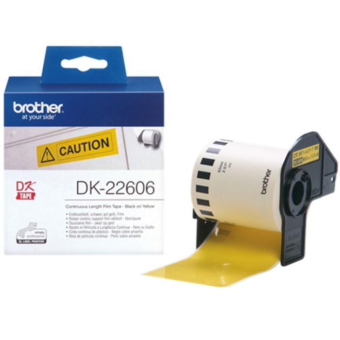 Brother DK22606 Etiquetas Cinta Continua Película Plástica Amarilla 62 mm x 15,24 m, Texto Negro, para Etiquetas Personalizadas 1 Brother DK22606 Etiquetas Cinta Continua Película Plástica Amarilla 62 mm x 15,24 m, Texto Negro, para Etiquetas Personalizadas 1
