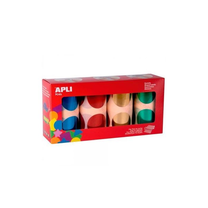 Apli Gomets XXL Pack 4 Rollos Redondos Y Colores Surtidos Metalizados -5664 Unidades-