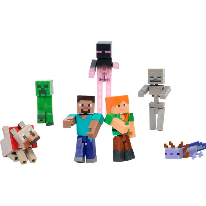 Mattel Pack Construcci3n De Mundos Minecraft Jfg66 7 Figuras 8,25 Cm Codigo Digital 2