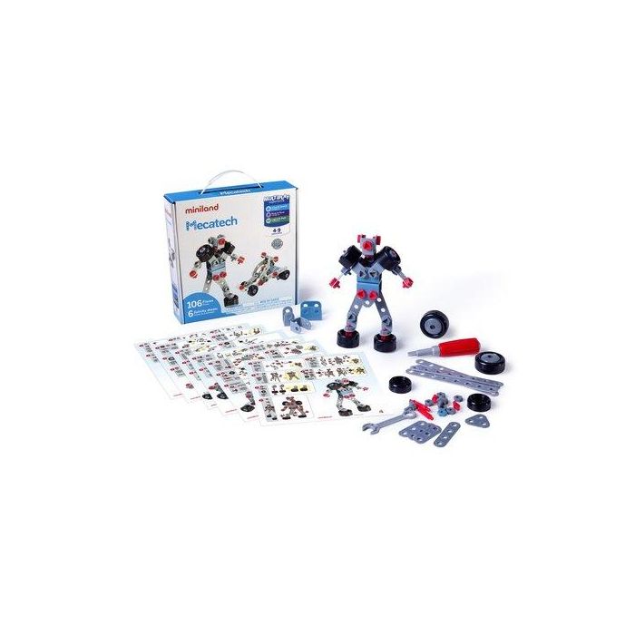 Miniland Mecatech Juego de Construcción Didáctico Mecánico 106 piezas de alta calidad para niños