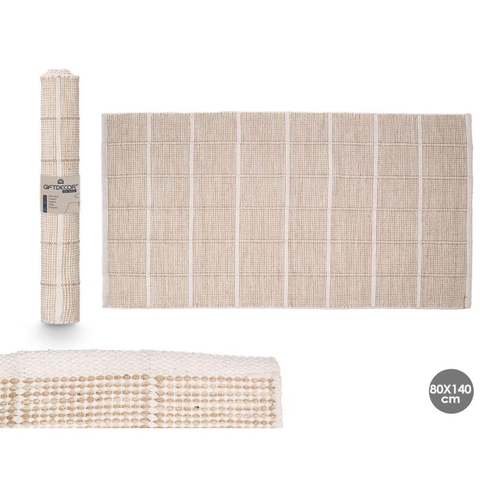 Giftdecor Alfombra Artesanal Cuadros Beige, 80x140 cm, 75% Poliéster y 25% Algodón (6 Unidades) Giftdecor Alfombra Artesanal Cuadros Beige, 80x140 cm, 75% Poliéster y 25% Algodón (6 Unidades)