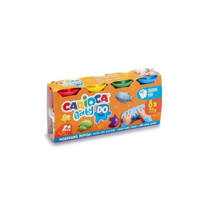 Carioca Pasta de modelar Baby Dough 8 colores surtidos en botes de 75 g no tóxica para niños a partir de 12 meses