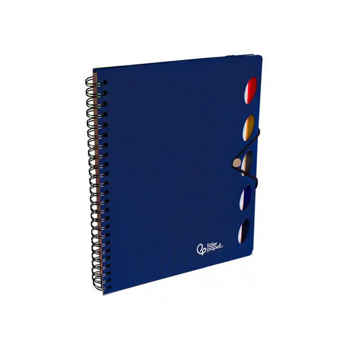Liderpapel Cuaderno Espiral A5 Micro Executive Tapa Plástico 100 Hojas 80gr Cuadro 5mm con Separadores y Gomilla Azul 2