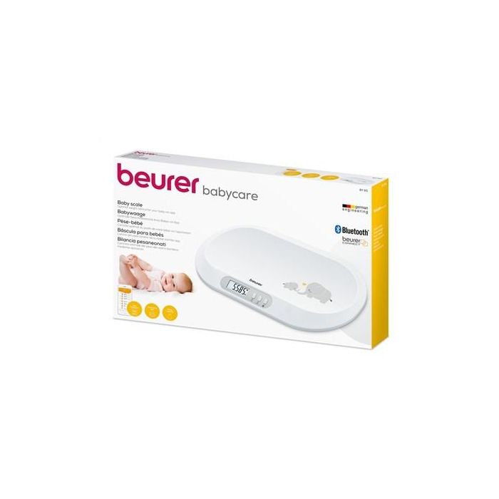 Beurer BY-90 Báscula para Bebés con Bluetooth, Pantalla LCD 2.3 cm, Auto Tara, Peso Máximo 20 kg 3