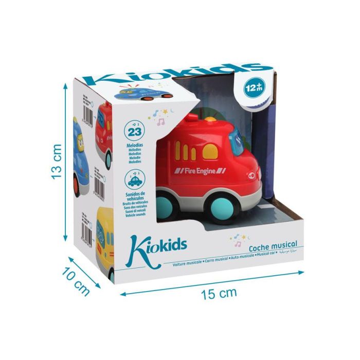 KioKids Camión de Bomberos de Juguete con Luz y Sonido, Pilas Incluidas, Rojo, para +12 meses 4