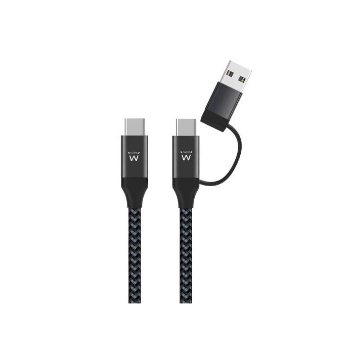 Ewent Cable USB Tipo C 2 en 1 EW9918 - USB-C a USB-C/USB-A, Carga Rápida 60W, 1m 1 Ewent Cable USB Tipo C 2 en 1 EW9918 - USB-C a USB-C/USB-A, Carga Rápida 60W, 1m 1