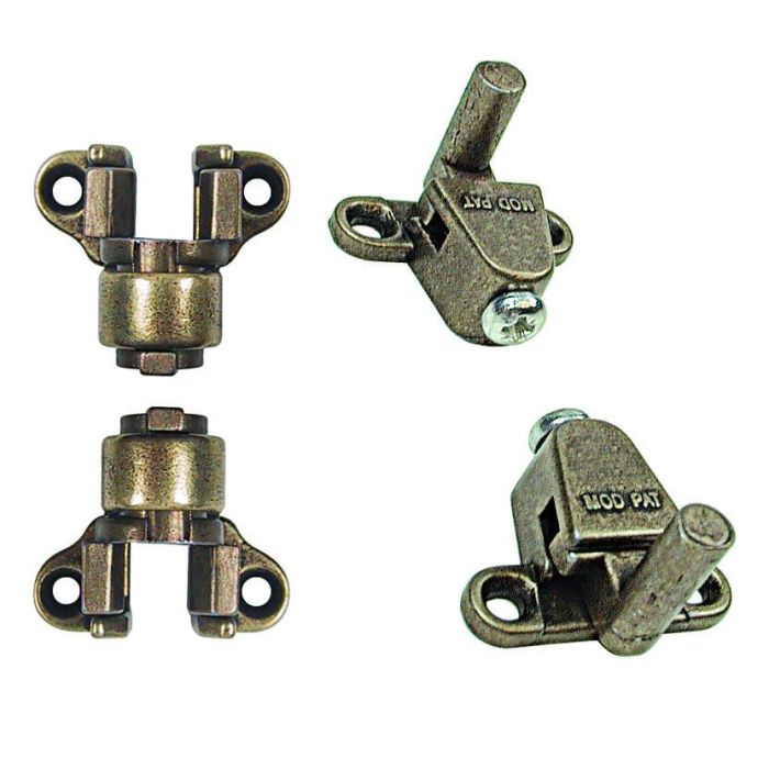 HERRAJES ALK Accesorios Cerradura Falleba Suprema Oro Viejo (2 Enganches Excéntricos, 2 Topes Regulables)