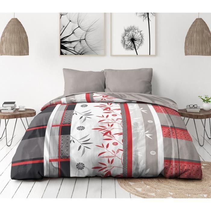 Juego de cama de microfibra - HOME LINGE PASSION - SHIZUOKA - Funda 240 x 260 cm + 2 fundas de almohada 63 x 63 cm - Azul Juego de cama de microfibra - HOME LINGE PASSION - SHIZUOKA - Funda 240 x 260 cm + 2 fundas de almohada 63 x 63 cm - Azul
