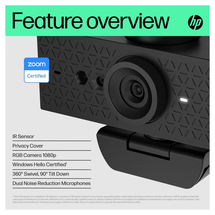 HP Webcam 620 FHD 1080p 60fps Cámara Web con Micrófono Incorporado