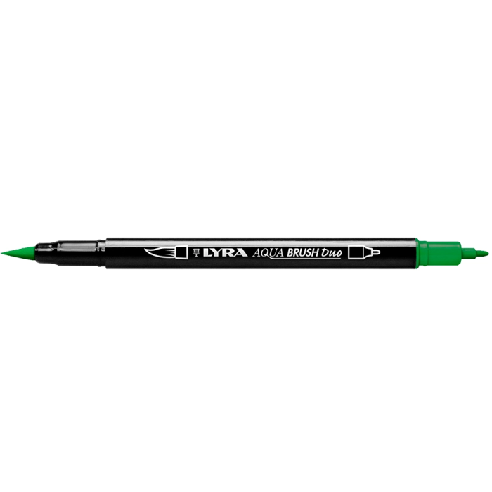 Lyra Rotulador Aqua Brush Acuarelable Doble Punta Fina y Pincel, Tinta Base Agua, Color Verde 1