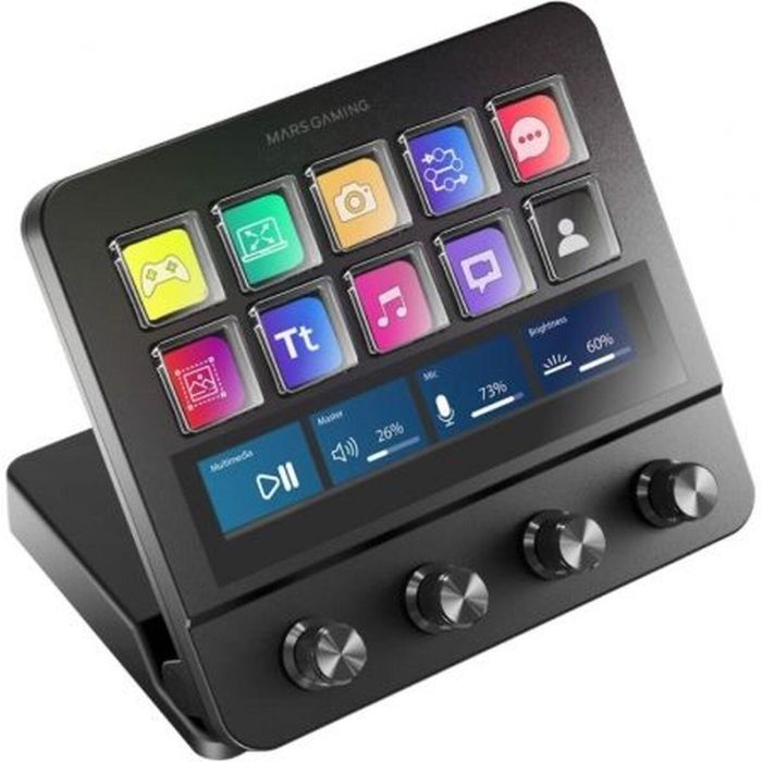Mars Gaming Control Deck Pro MSDPRO para Streaming y Creación de Contenido, con Teclas LCD Personalizables, Diales Multifunción y Pantalla Táctil