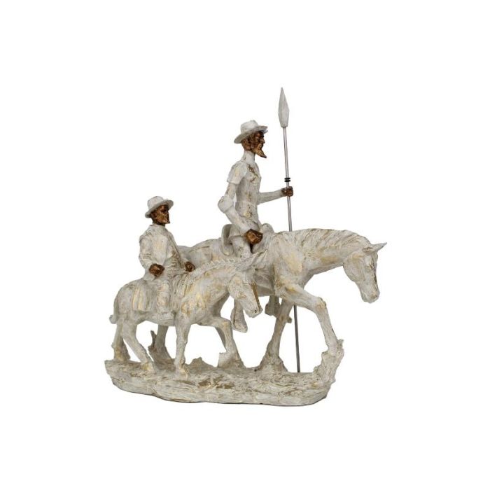 DKD Home Decor Figura Decorativa Quijote de Resina Blanco y Dorado 13 x 33 x 28.5 cm