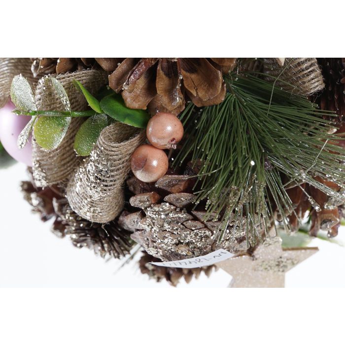 DKD Home Decor Bola Decoración Navidad Alpina Marrón Rosa 14x14x14cm, Pack 4 Unidades, con Piñas y Acabado Dorado 2 DKD Home Decor Bola Decoración Navidad Alpina Marrón Rosa 14x14x14cm, Pack 4 Unidades, con Piñas y Acabado Dorado 2