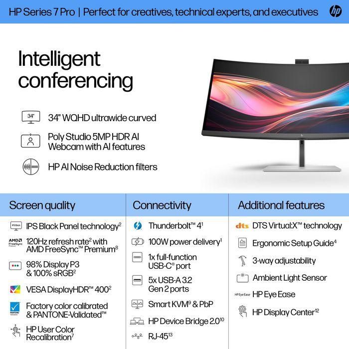 HP Series 7 Pro 34 inch WQHD Conferencing Monitor - 734pm 8 HP Series 7 Pro 34 inch WQHD Conferencing Monitor - 734pm 8