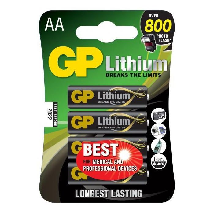 GP AA lithium batteri 1.5V, 15LF-2U4, 4-pak GP AA lithium batteri 1.5V, 15LF-2U4, 4-pak