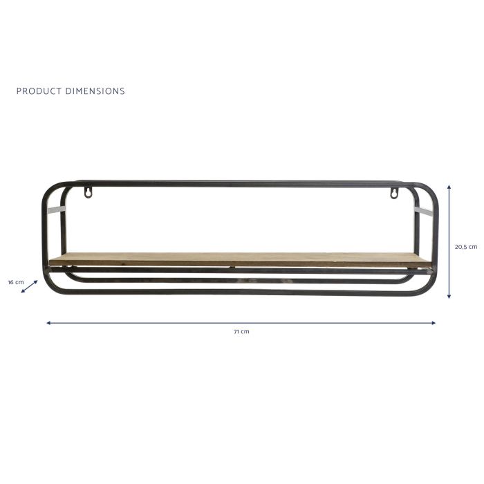 DKD Home Decor Repisa Loft Estantería de Pared con Barra Colgador, Metal y MDF, Marrón Oscuro Negro 71x16x20.5 cm 4 DKD Home Decor Repisa Loft Estantería de Pared con Barra Colgador, Metal y MDF, Marrón Oscuro Negro 71x16x20.5 cm 4