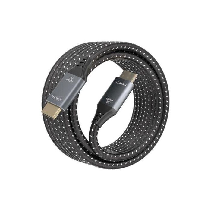 AISENS - CABLE HDMI V2.1 ULTRA ALTA VELOCIDAD / HEC 8K@60HZ 48GBPS, A/M-A/M, GRIS/NEGRO, 5.0M 1