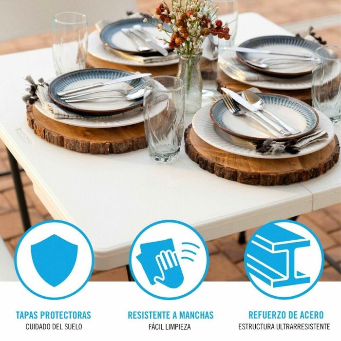 Lifetime Mesa Cuadrada Plegable por la Mitad Blanca 80273 86x86x74cm 3