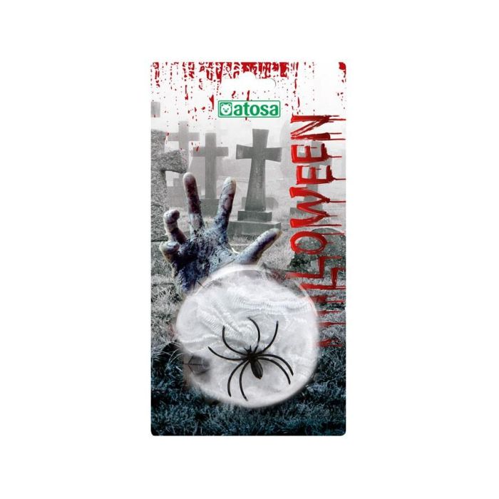 Telaraña Decorativa Blanca Extensible 15x10.5 cm con Araña 3 gramos Halloween