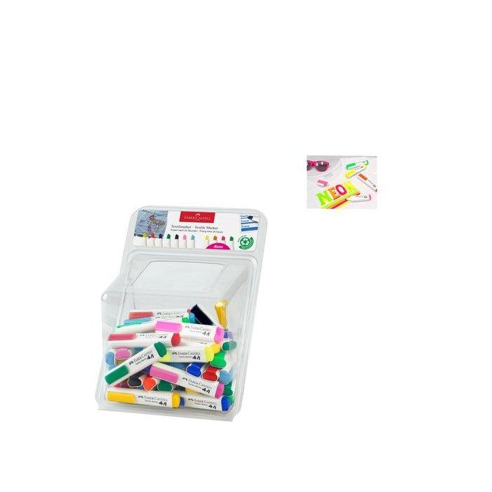 Marcador Textil Faber Castell (Especial Ropa) Expositor Bombonera De 60 Colores Surtidos
