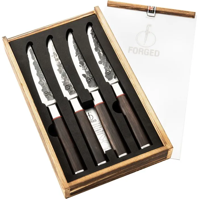Forged FOR8720039623644 Juego de 4 Cuchillos para Carne Acero Japonés 440C Mango Madera Dalbergia 1 Forged FOR8720039623644 Juego de 4 Cuchillos para Carne Acero Japonés 440C Mango Madera Dalbergia 1
