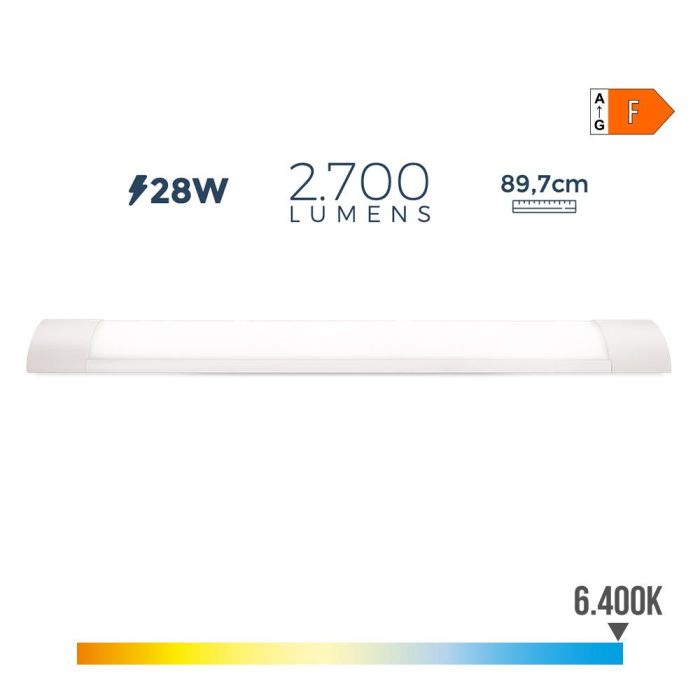 Regleta electronica led 28w 6500k luz fria 2700lm 89,7x3,1x8cm edm