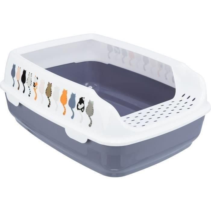 TRIXIE Caja de arena Delio - Borde - 38 × 20 × 50 cm - Estampado gris y blanco TRIXIE Caja de arena Delio - Borde - 38 × 20 × 50 cm - Estampado gris y blanco