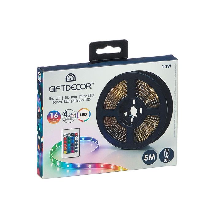 Giftdecor Tira Led Rgb Mando 5 Metros Con Control Remoto 5 cm 2