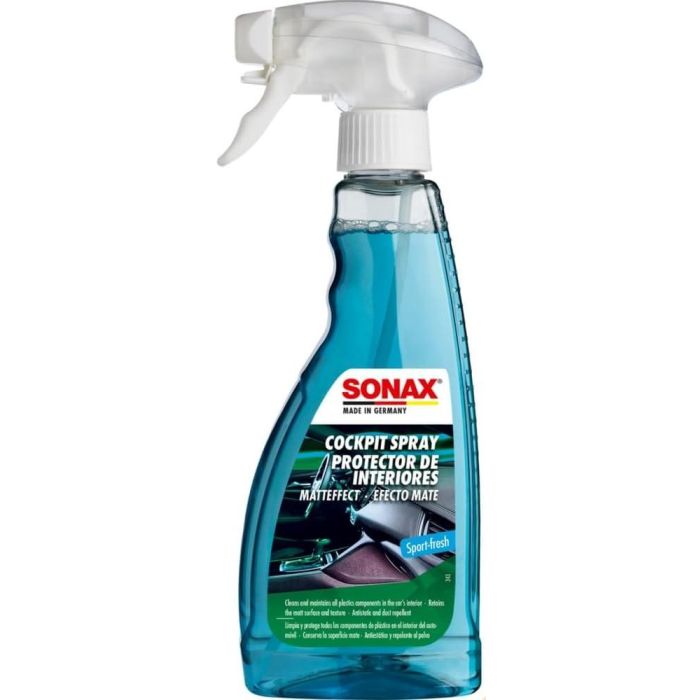 Sonax SX03572410 Limpiador Salpicaderos Coche Efecto Mate, Cuida Plásticos, Antiestático y Repelente Polvo, Sport-Fresh 500 ml
