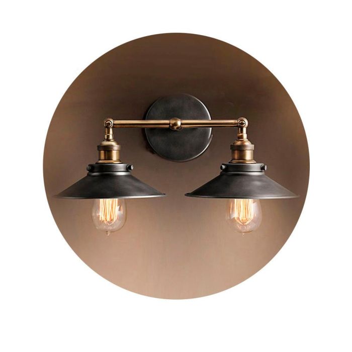 Edm Aplique de Pared Doble Vintage Metálico E27 60W 63x29 cm Negro 0 Edm Aplique de Pared Doble Vintage Metálico E27 60W 63x29 cm Negro 0