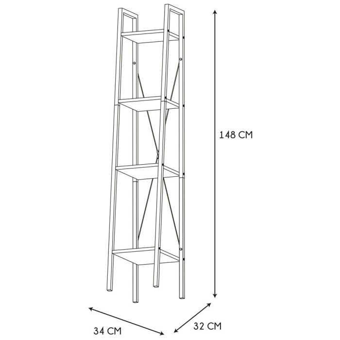 Home Deco Factory Estantería Blanca 34x32 cm 4 Baldas Metal y Contrachapado Altura 148 cm 6 Home Deco Factory Estantería Blanca 34x32 cm 4 Baldas Metal y Contrachapado Altura 148 cm 6