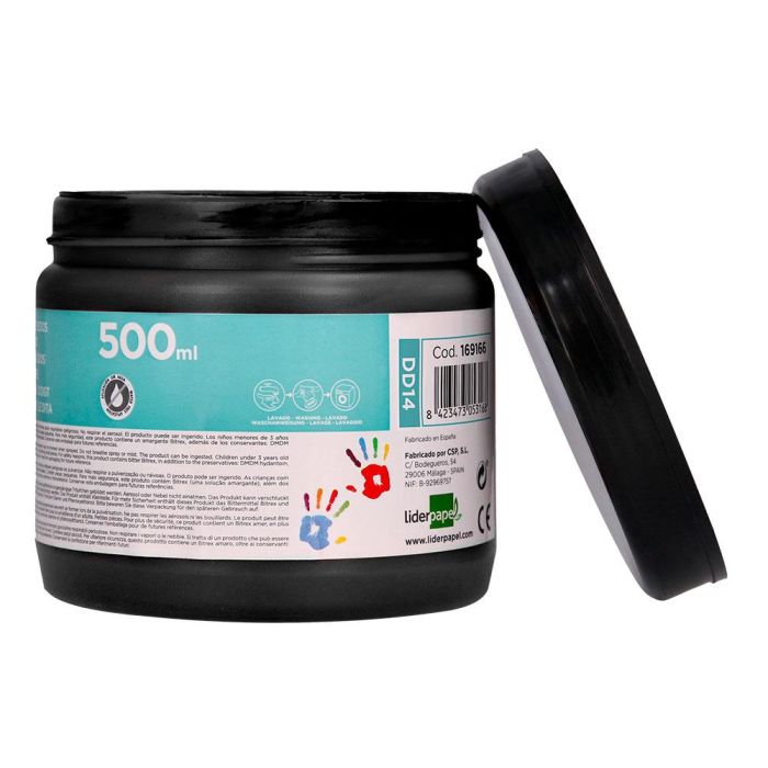 Pintura Dedos Liderpapel Negro Tarrina De 500 Cc 3