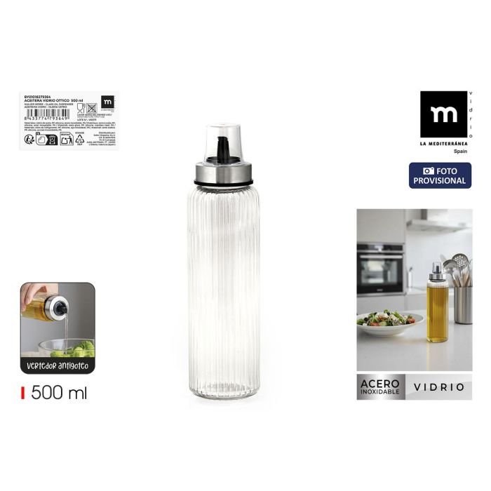 La Mediterranea Aceitera Vidrio Ottico 500 ml - 6.5x6.5x24 cm 0 La Mediterranea Aceitera Vidrio Ottico 500 ml - 6.5x6.5x24 cm 0