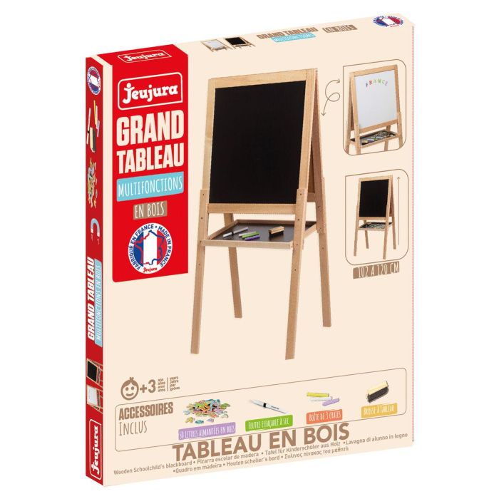 Jeujura Pizarra JEU3225280874807 Multifuncional Grande Blanca Tiza Magnética de Madera