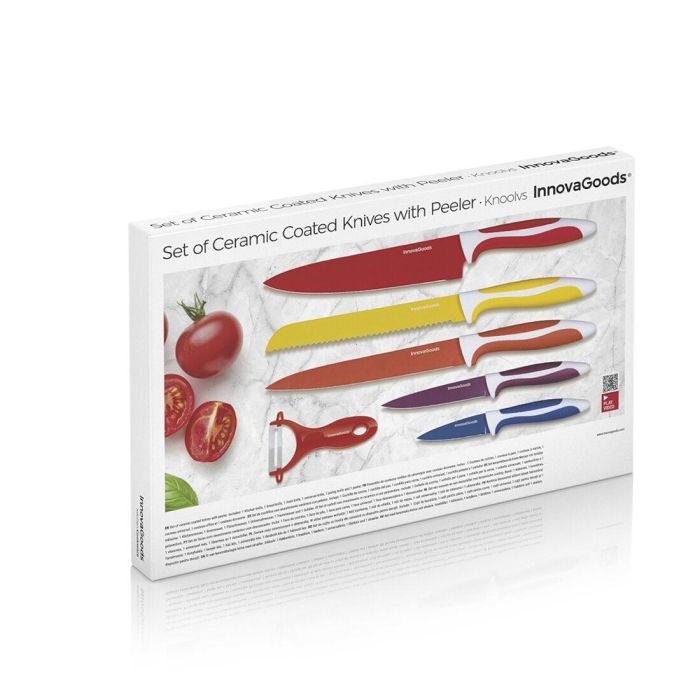 Juego de Cuchillos Cerámicos y Pelador Knoolvs InnovaGoods 6 Piezas 1